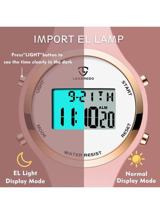 Women\'s Pink And White Quartz Chronograph Waterproof Outdoor Sport Digital Watch main image 5
